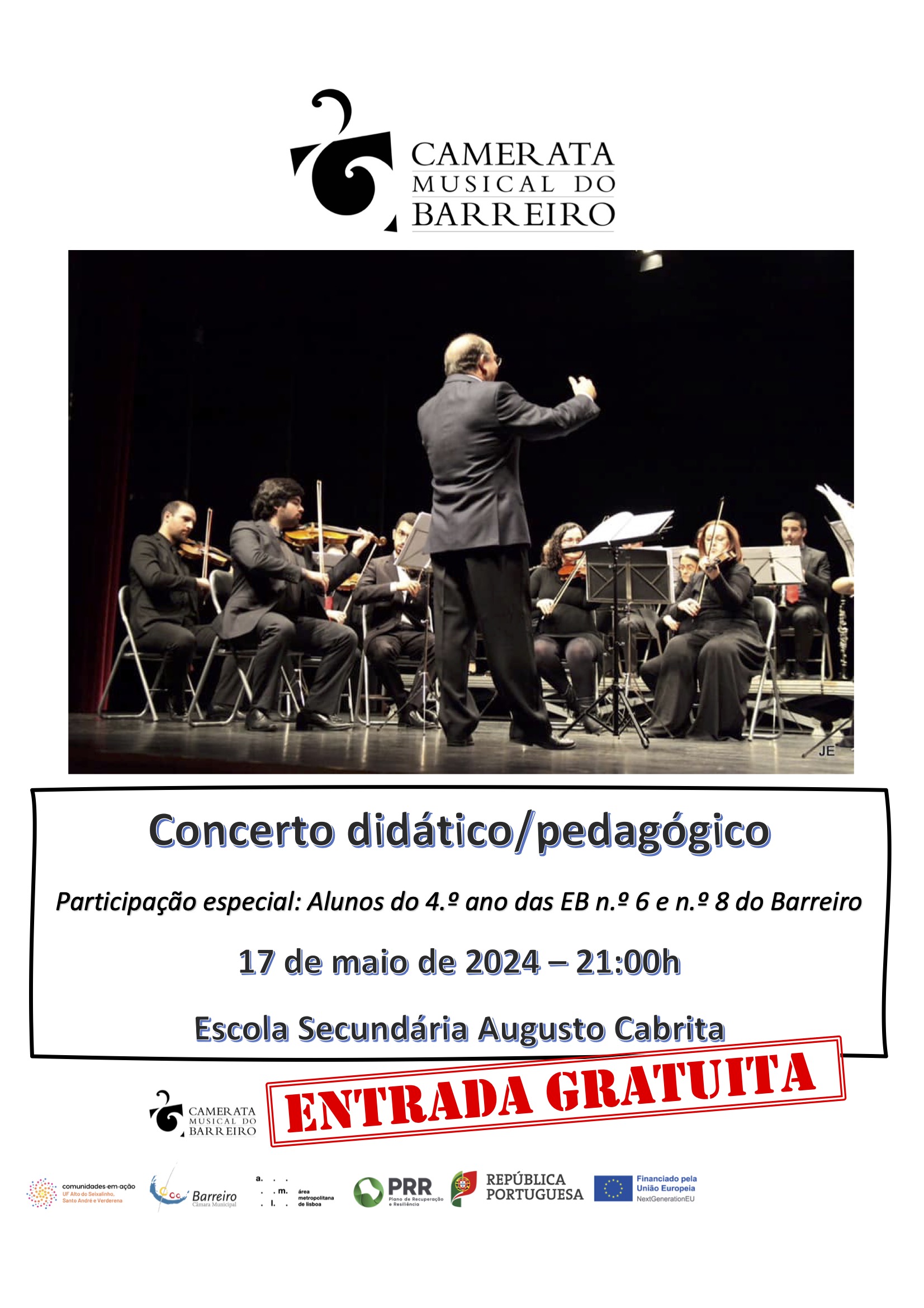 Concerto didático/pedagógico | 17 maio | 21h00 | Escola Secundária Augusto Cabrita