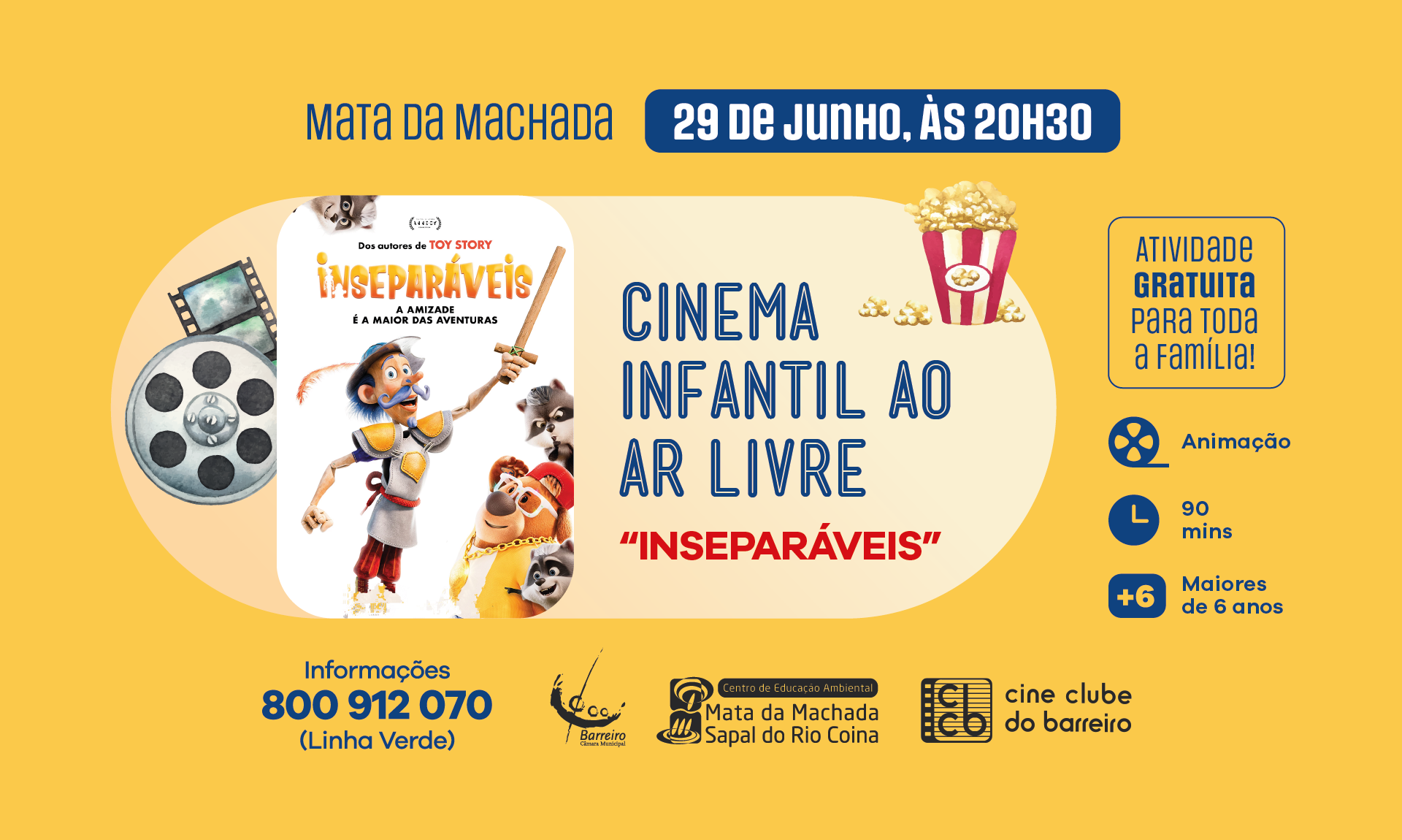 Cinema Infantil ao Ar Livre – “Inseparáveis” | 29JUN2024 | Centro de Educação Ambiental