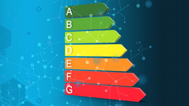 Ilustração das etiquetas energéticas de A a G
