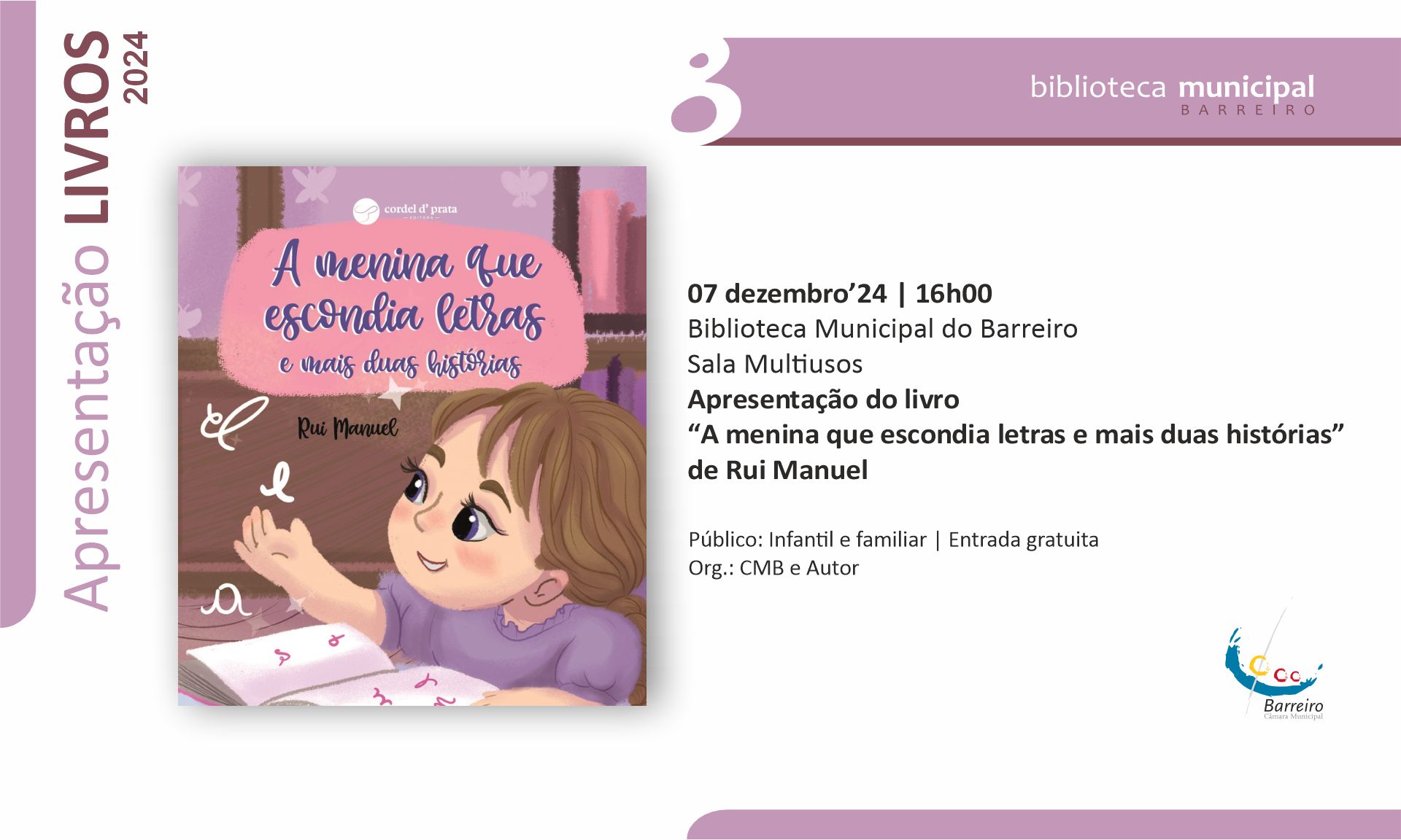 apresentação do livro a menina que escondia letras