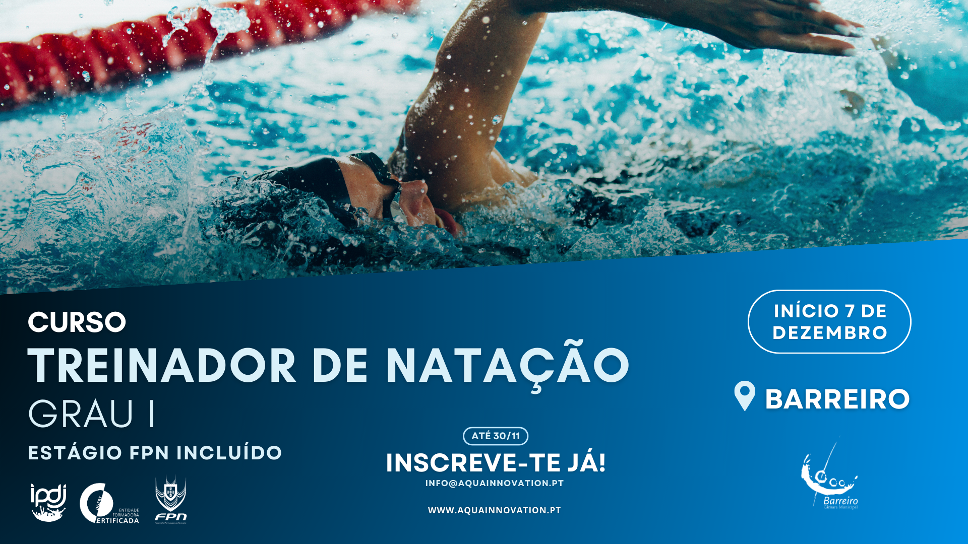 Natação | Curso de treinador | Início 7DEZ | Inscrições até 30NOV2024