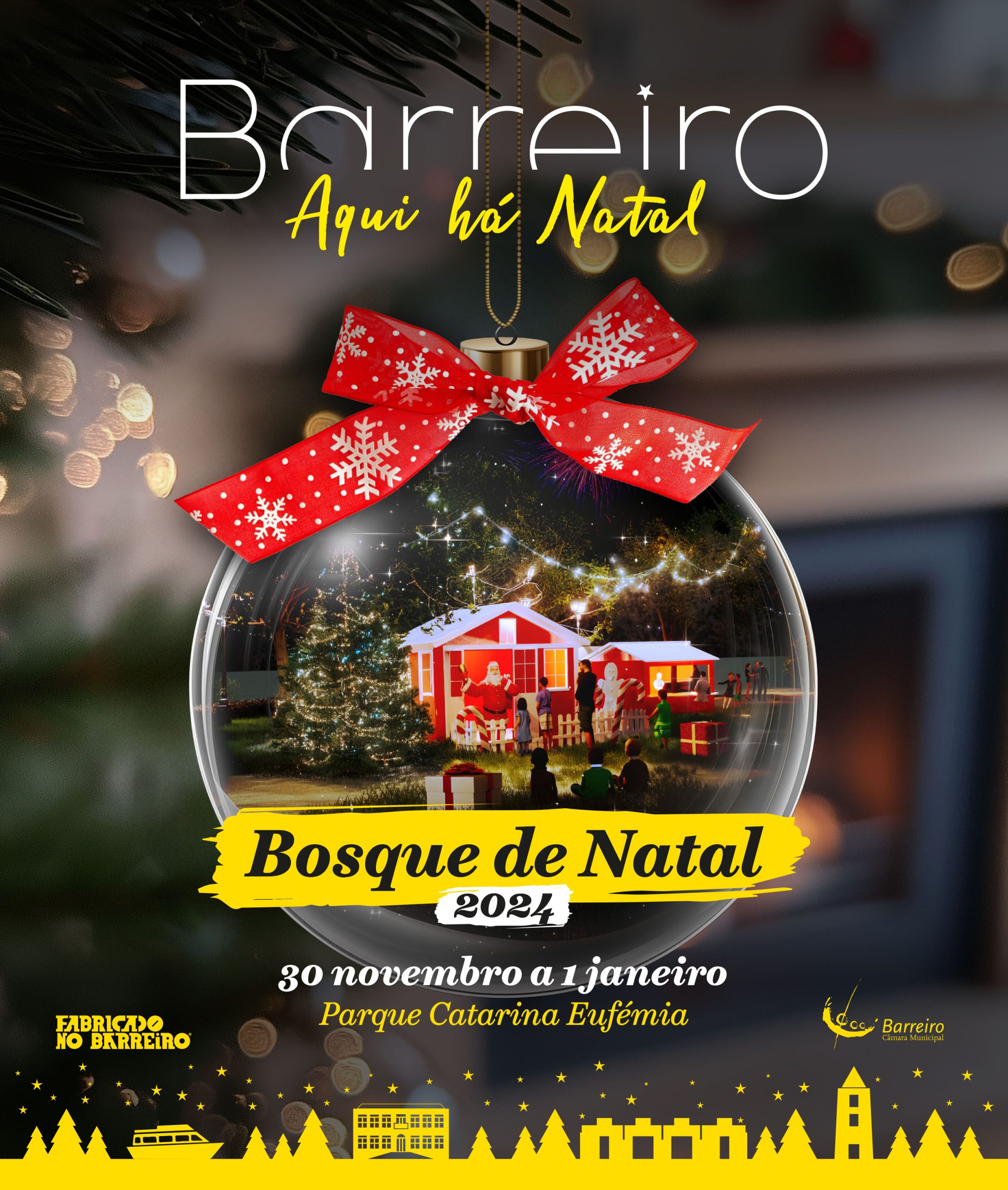 Cartaz do Bosque de Natal de 2024, organizado pela CMB