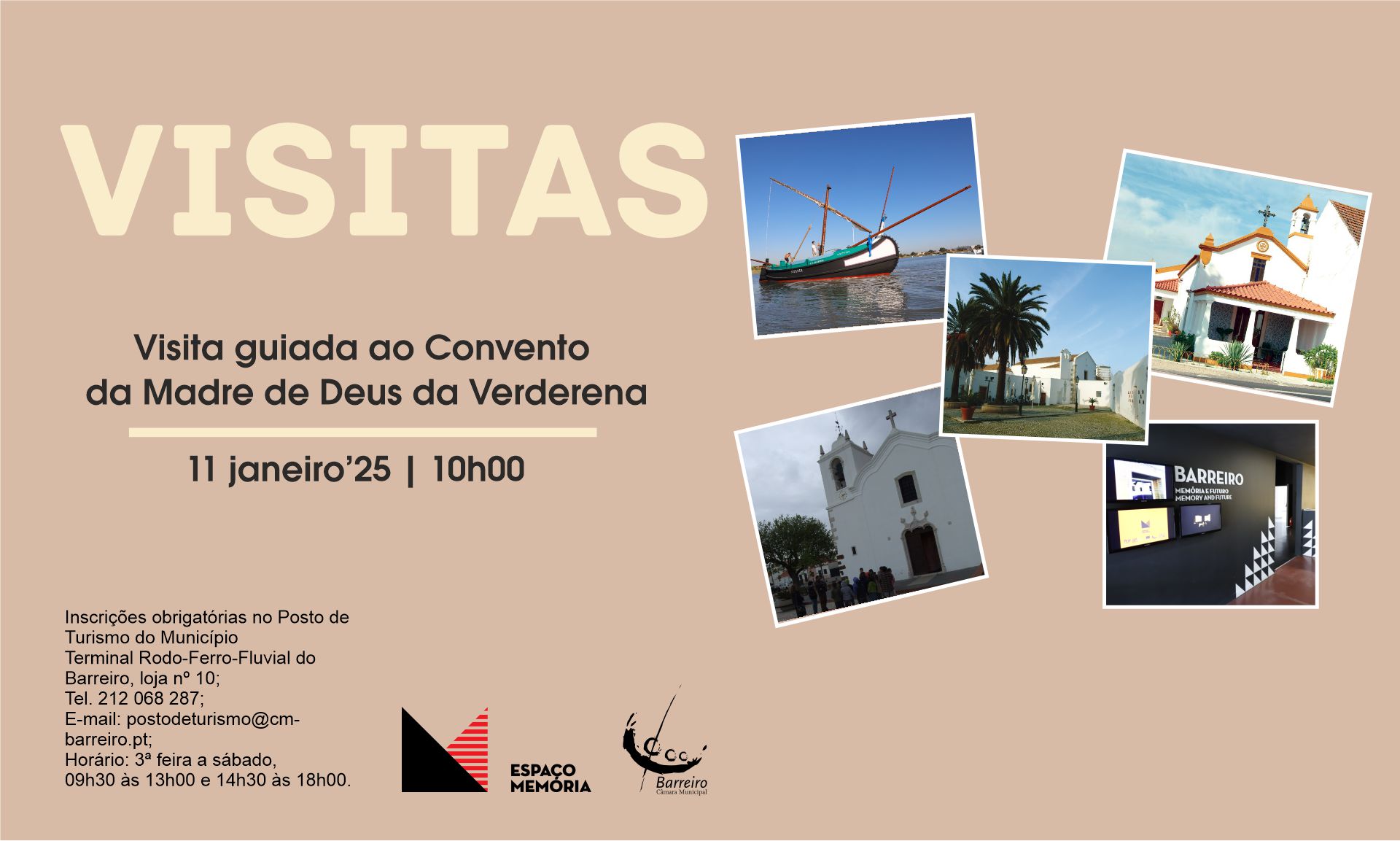 Cartaz da visita guiada ao Convento do Barreiro a 11 de janeiro de 2025