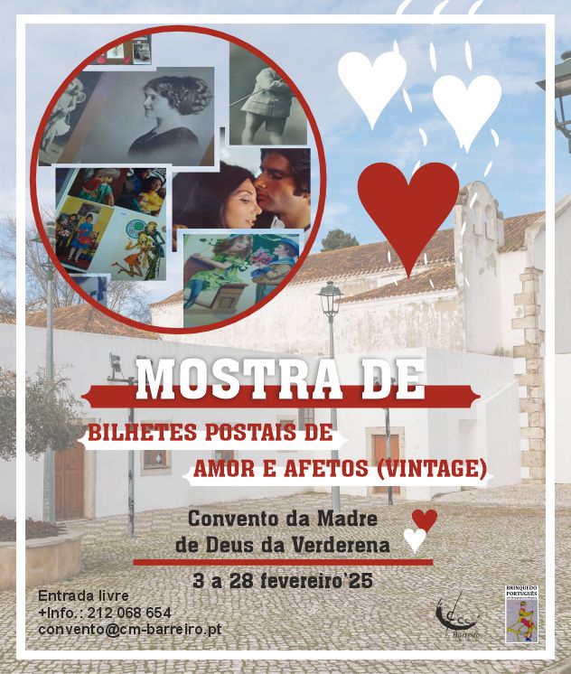 Mostra de bilhetes postais de amor e afetos (vintage), no Convento do Barreiro, em fevereiro de 2025