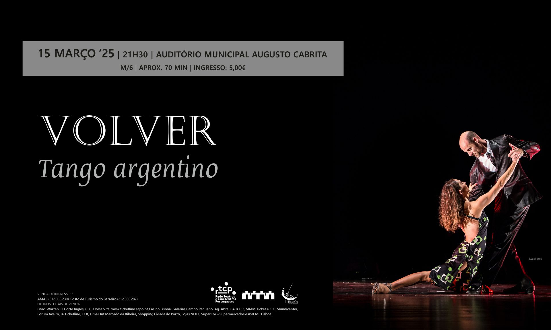 Volver – Tango Argentino | 15 março | 21h30 | Auditório Municipal Augusto Cabrita